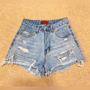 Signature8 Light Blue Distressed Jean Shorts